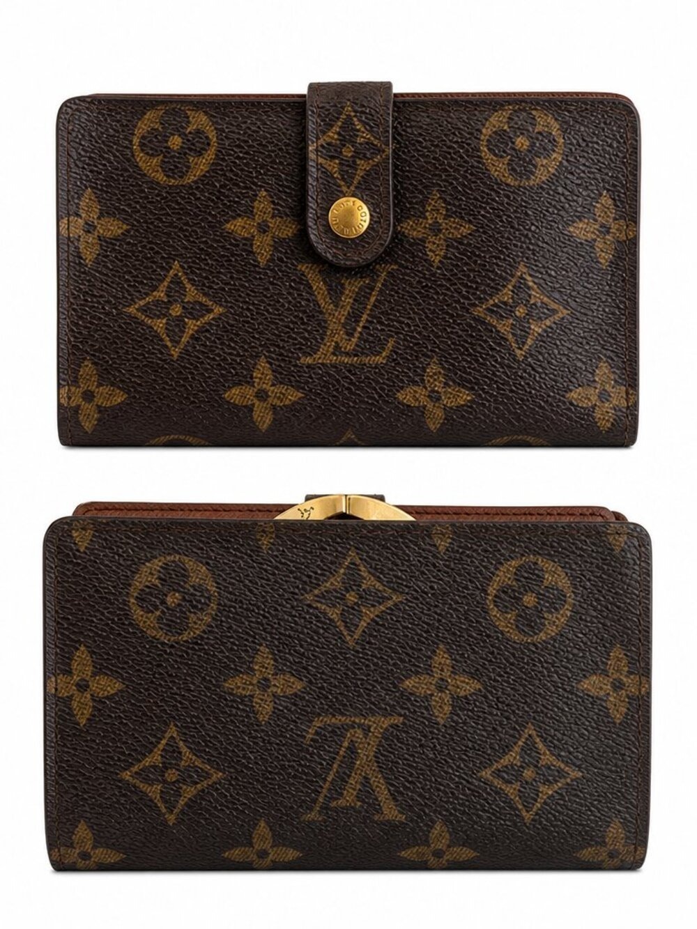 Vintage Authentic Louis Vuitton Monogram Kisslock French Wallet